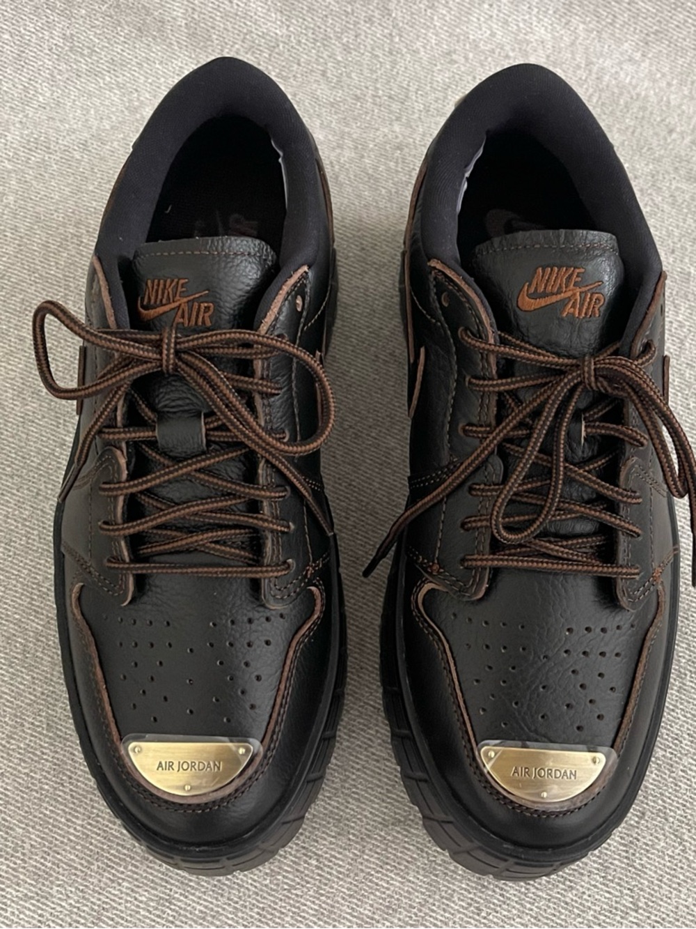 Size 8 - Nike WMNS Air Jordan 1 Brooklyn Low Leather Black Cacao HF3184-002 NEW - Picture 2 of 11